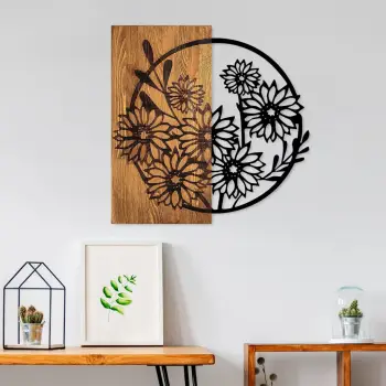 Aksesor dekorativ prej druri për mur, Wallity, ART057