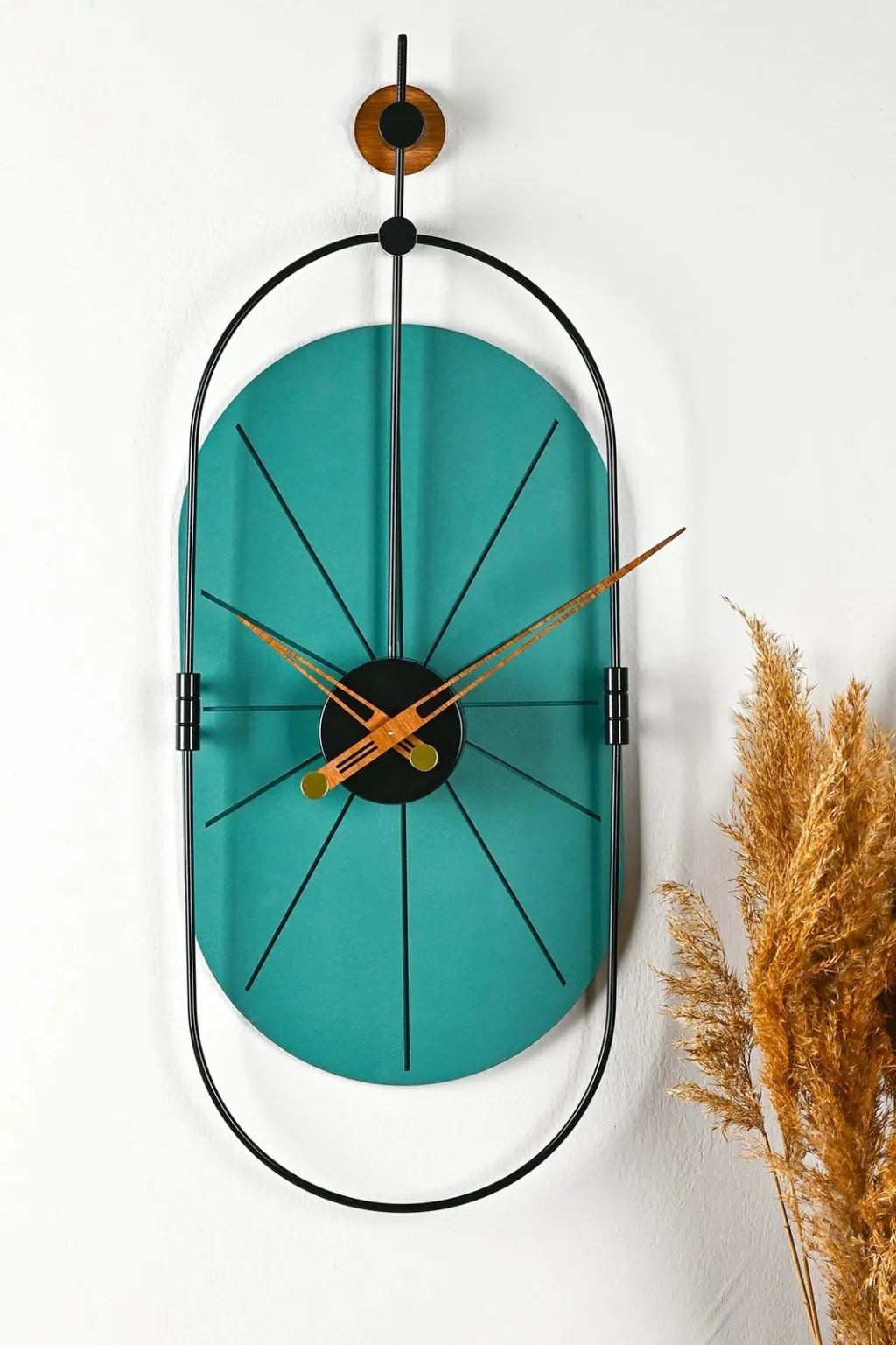 Orë muri dekorative Wallity, metal, MDF, ngjyrë e gjelbër dhe e zezë, 77x29cm - 2
