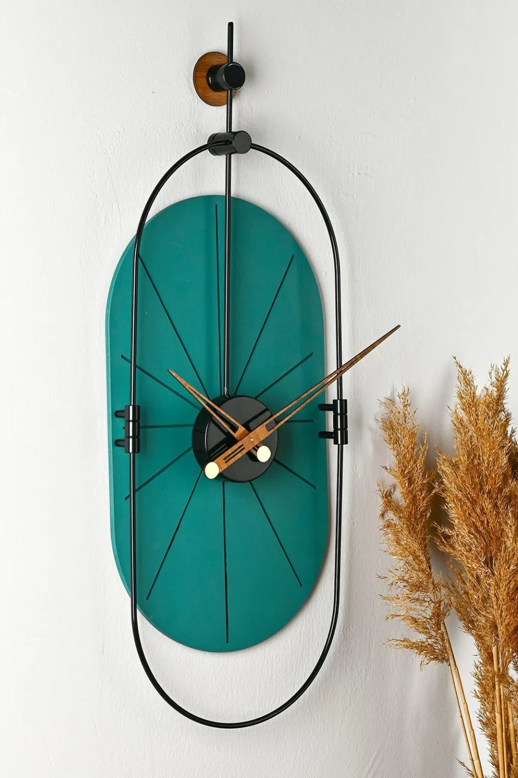 Orë muri dekorative Wallity, metal, MDF, ngjyrë e gjelbër dhe e zezë, 77x29cm - 3
