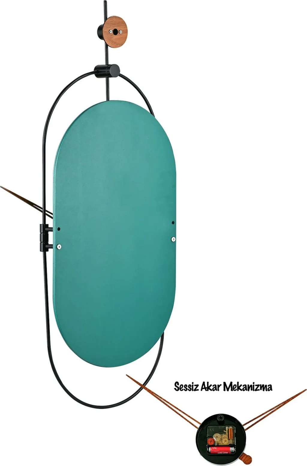 Orë muri dekorative Wallity, metal, MDF, ngjyrë e gjelbër dhe e zezë, 77x29cm - 5
