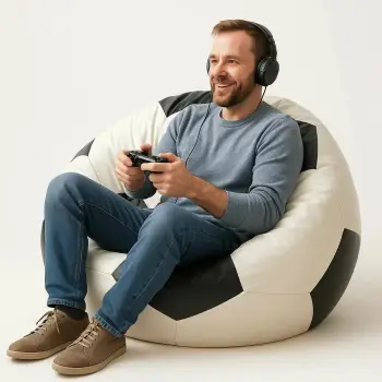Qese ulëse futbolli, lëkurë PU, e zezë dhe e bardhë, Atelier del Sofa, e madhe