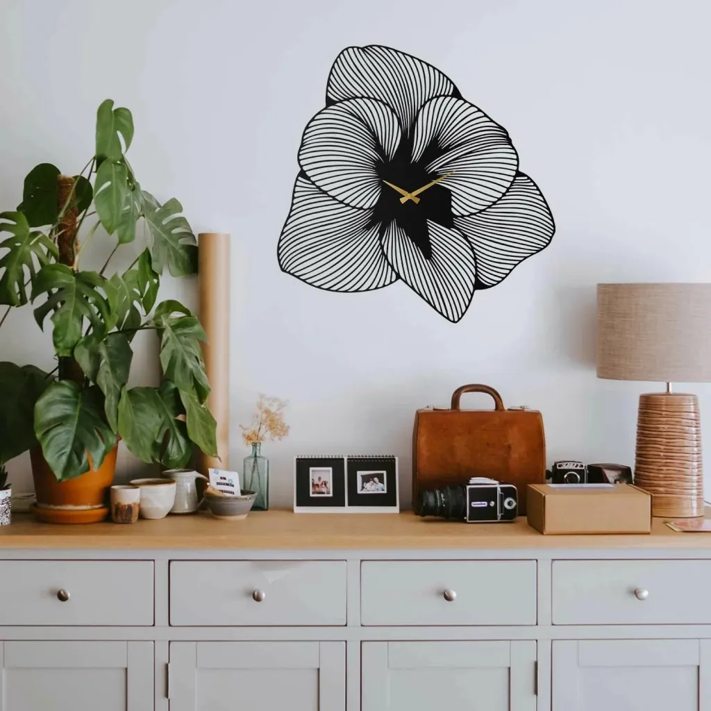 Orë muri dekorative prej metali, Wallity Azalea, e zezë, 70x70cm - 2