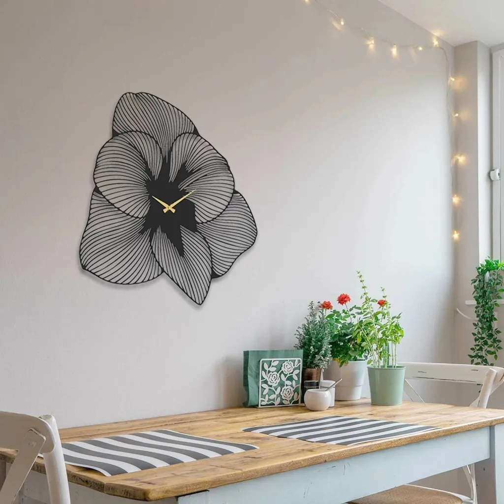 Orë muri dekorative prej metali, Wallity Azalea, e zezë, 70x70cm - 3