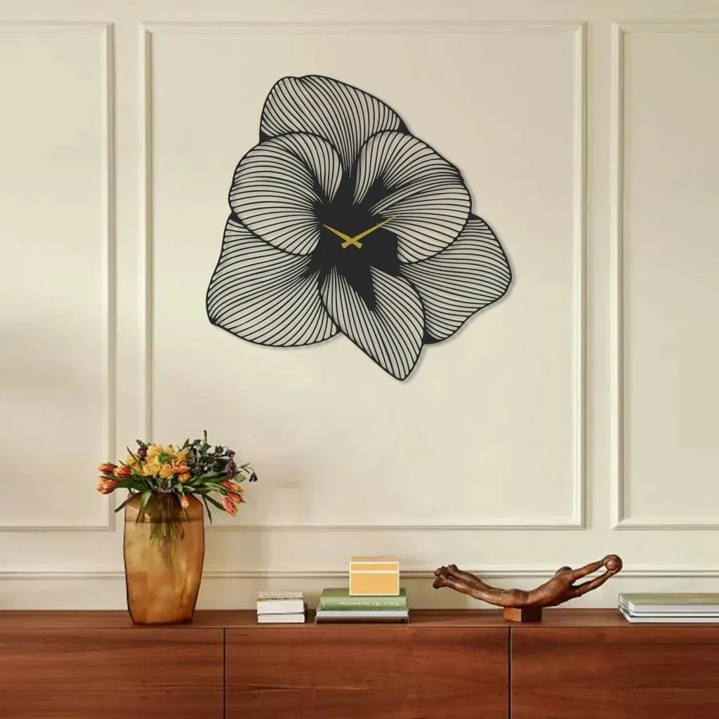 Orë muri dekorative prej metali, Wallity Azalea, e zezë, 70x70cm - 4