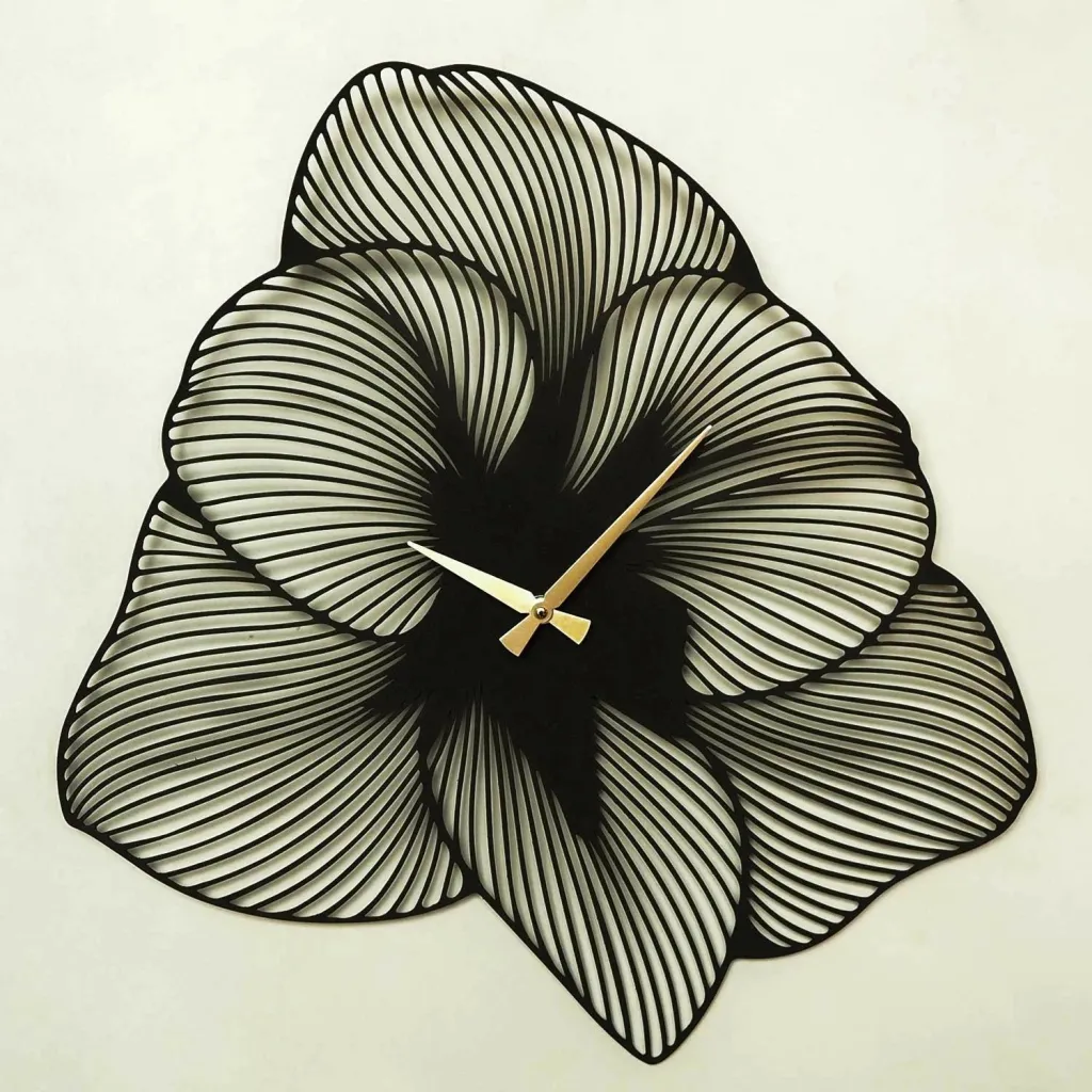 Orë muri dekorative prej metali, Wallity Azalea, e zezë, 70x70cm - 5