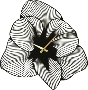 Orë muri dekorative prej metali, Wallity Azalea, e zezë, 70x70cm