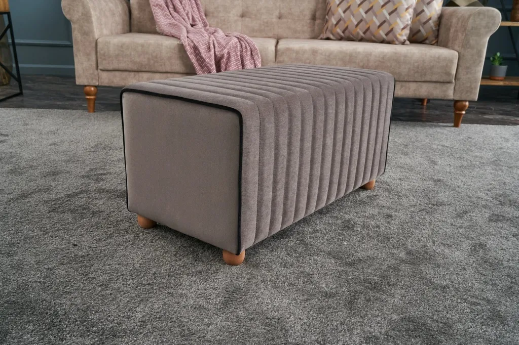 Puf Atelier del Sofa, kadife, ngjyrë mink, 80x40x80cm - 2