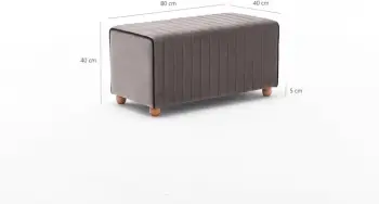 Puf Atelier del Sofa, kadife, ngjyrë mink, 80x40x80cm