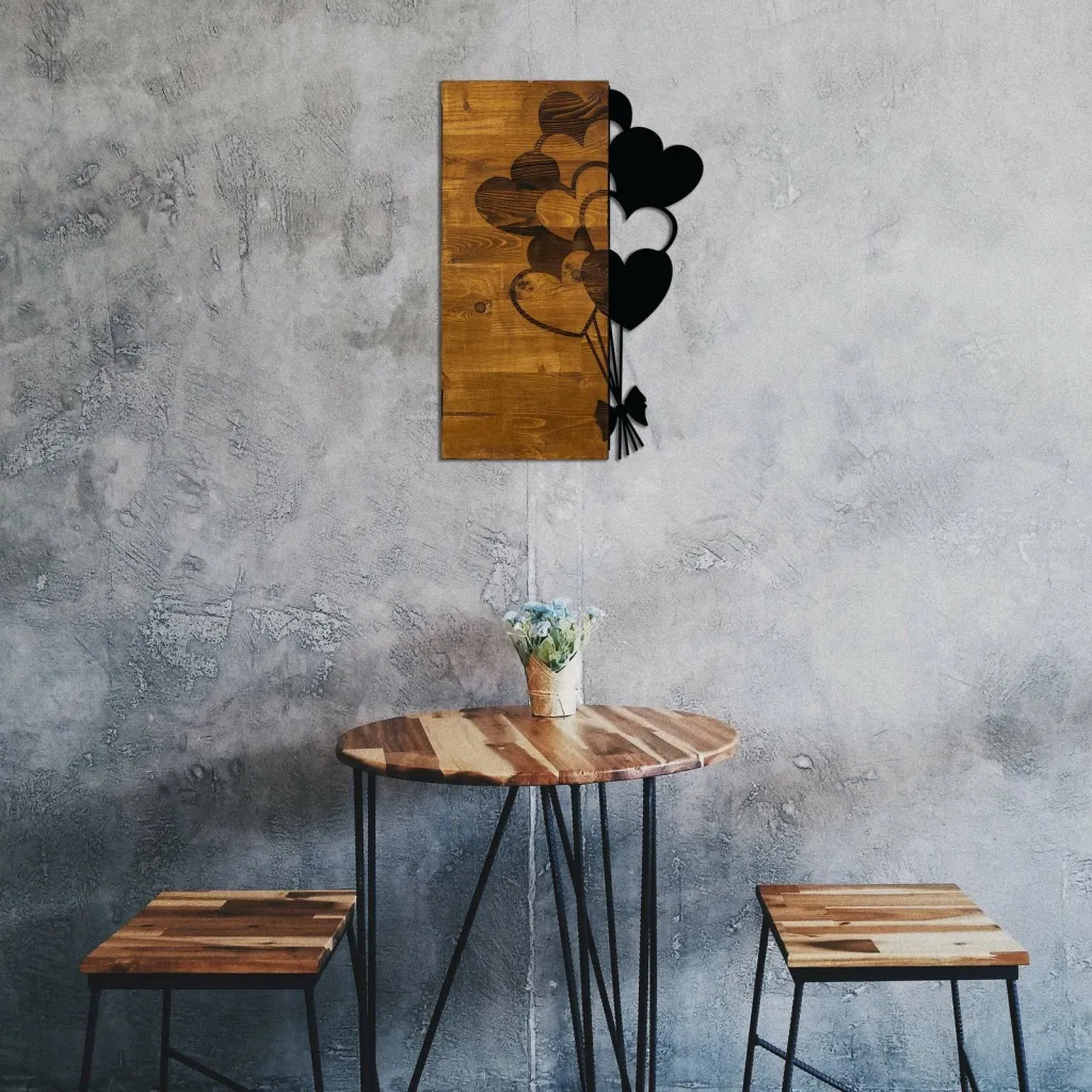 Aksesor dekorativ muri, dru dhe metal, Wallity, ngjyrë arre, 39x58cm - 1