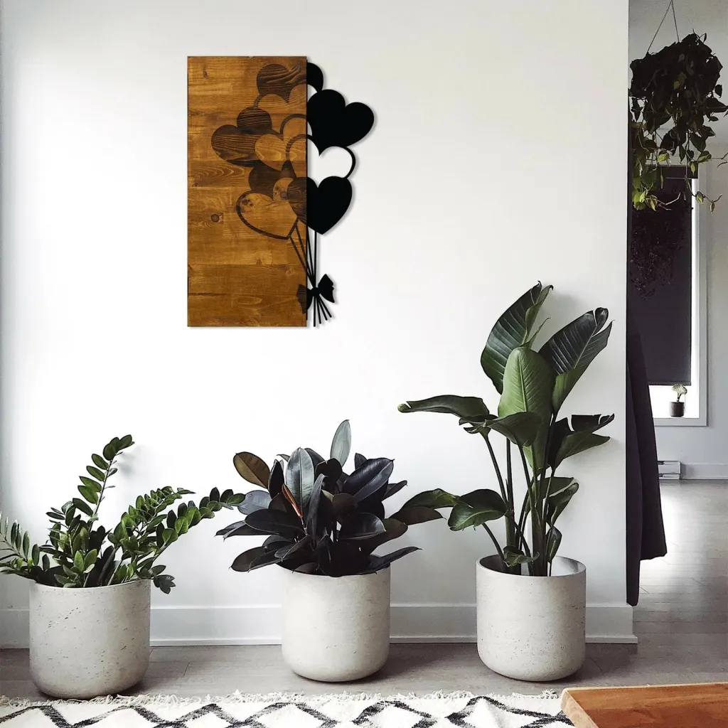 Aksesor dekorativ muri, dru dhe metal, Wallity, ngjyrë arre, 39x58cm - 2