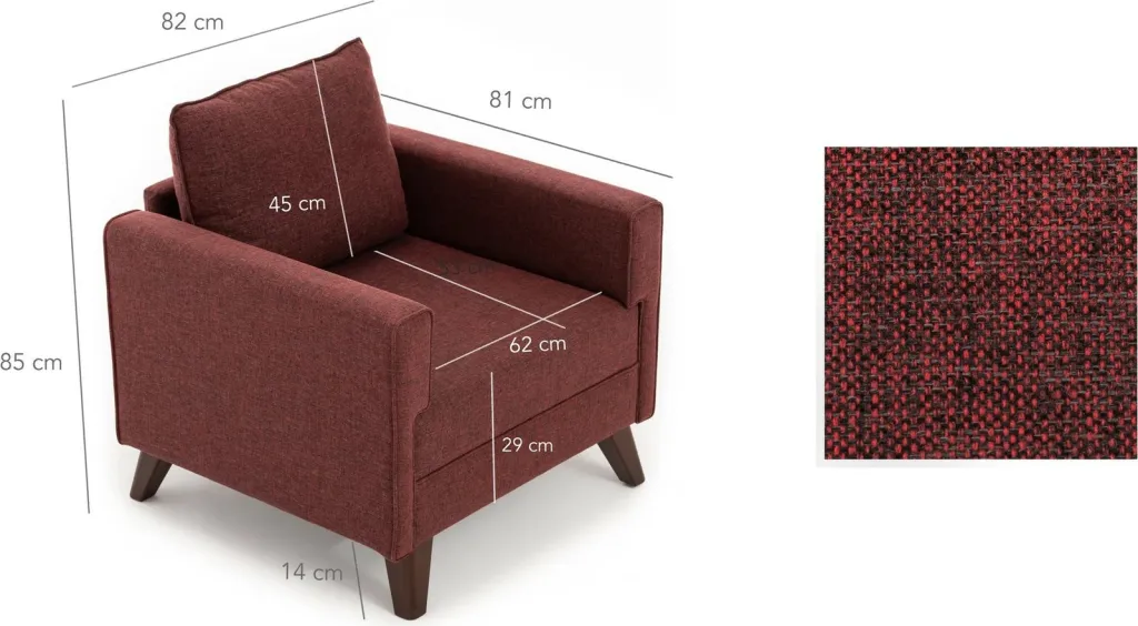 Fotel një vendësh Atelier del Sofa, Bella, ngjyrë e kuqe e errët - 1