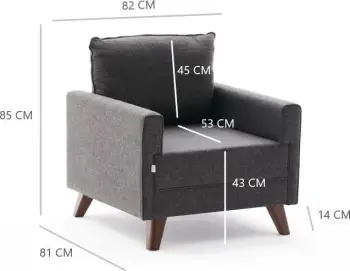 Fotelë një vendëshe, ngjyrë antracit, Bella, Atelier del Sofa
