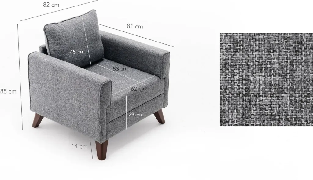 Fotel njëvendëshe Atelier del Sofa, Bella, ngjyrë gri - 7