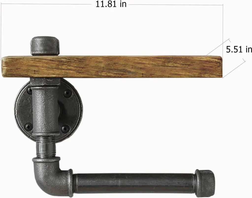 Raf industrial me tub, ngjyrë e zezë dhe arre, Boruraf021 - 1