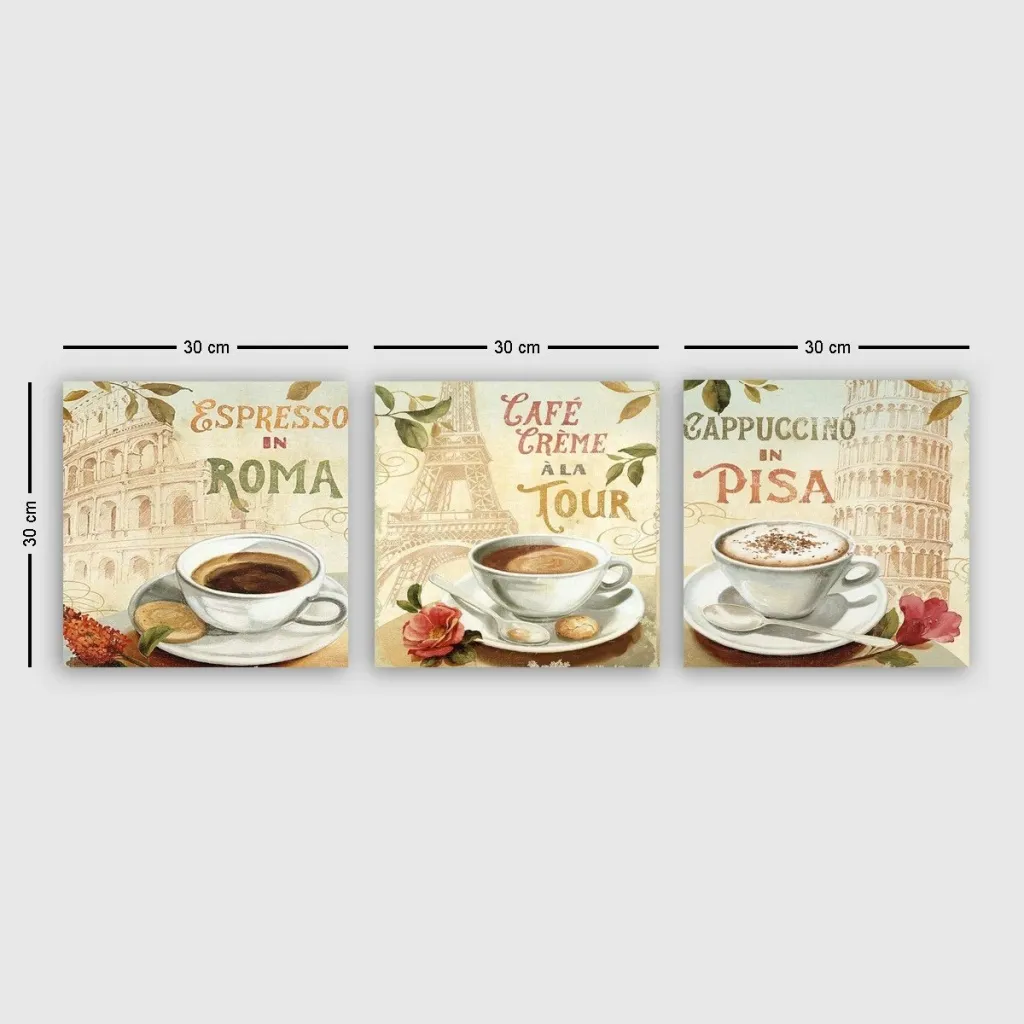Set pikturash dekorative në kanavacë, 3 copë, Wallity, drprc9017 - 3