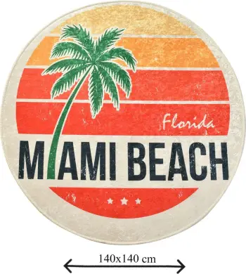 Tapet për banjo, dizajn Miami Beach, shumëngjyrësh, 140cm