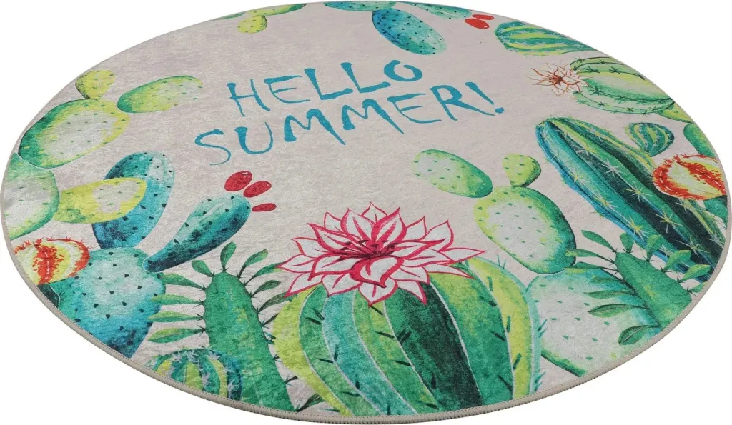 Tapet banje i rrumbullakët, shumëngjyrësh, 'Hello Summer', 140cm - 5