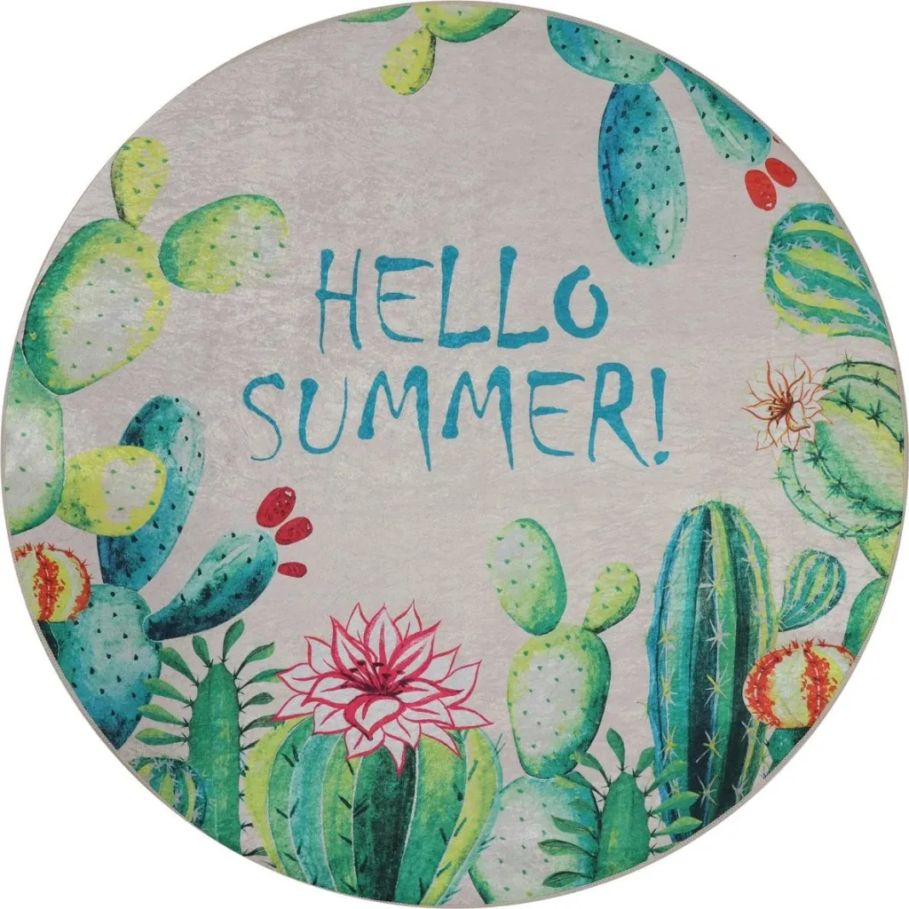 Tapet banje i rrumbullakët, shumëngjyrësh, 'Hello Summer', 140cm - 6