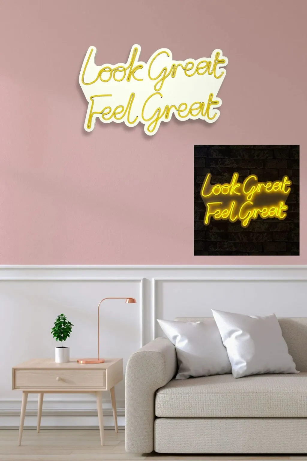 Dekor dritash LED plastike, ngjyrë e verdhë, Look Great Feel Great, 36x58x2 cm - 5
