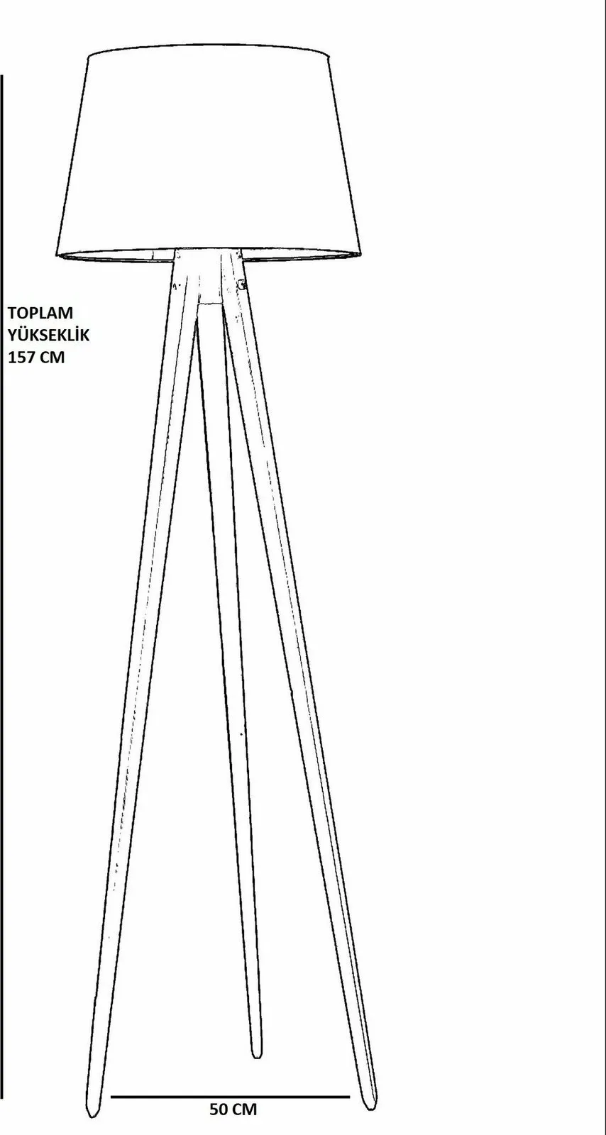 Llambë dyshemeje Opviq, tripod, e zezë, abazhuri i zi - 1