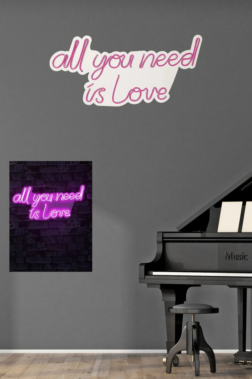 Dekor dritash LED plastike, 'all you need is love', ngjyrë rozë - 5