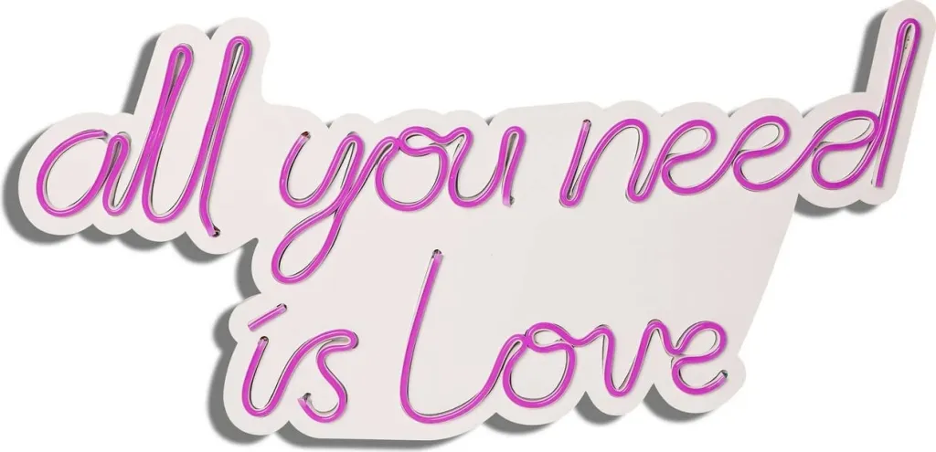 Dekor dritash LED plastike, 'all you need is love', ngjyrë rozë - 6