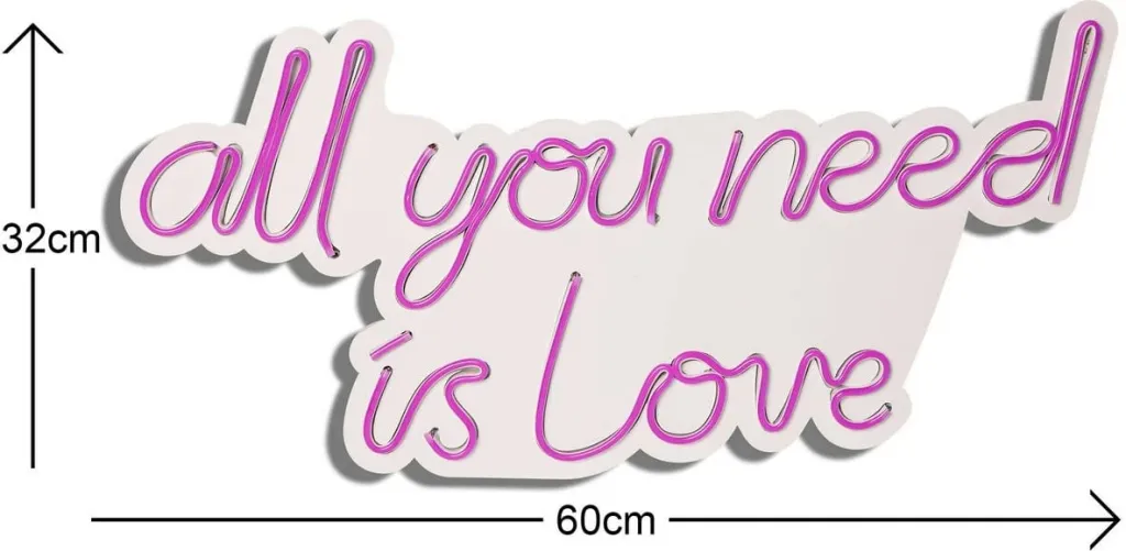 Dekor dritash LED plastike, 'all you need is love', ngjyrë rozë - 7