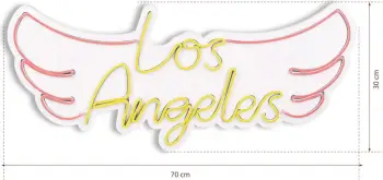Dekor ndriçues plastik LED, Los Angeles, rozë dhe verdhë, 70x31x2 cm