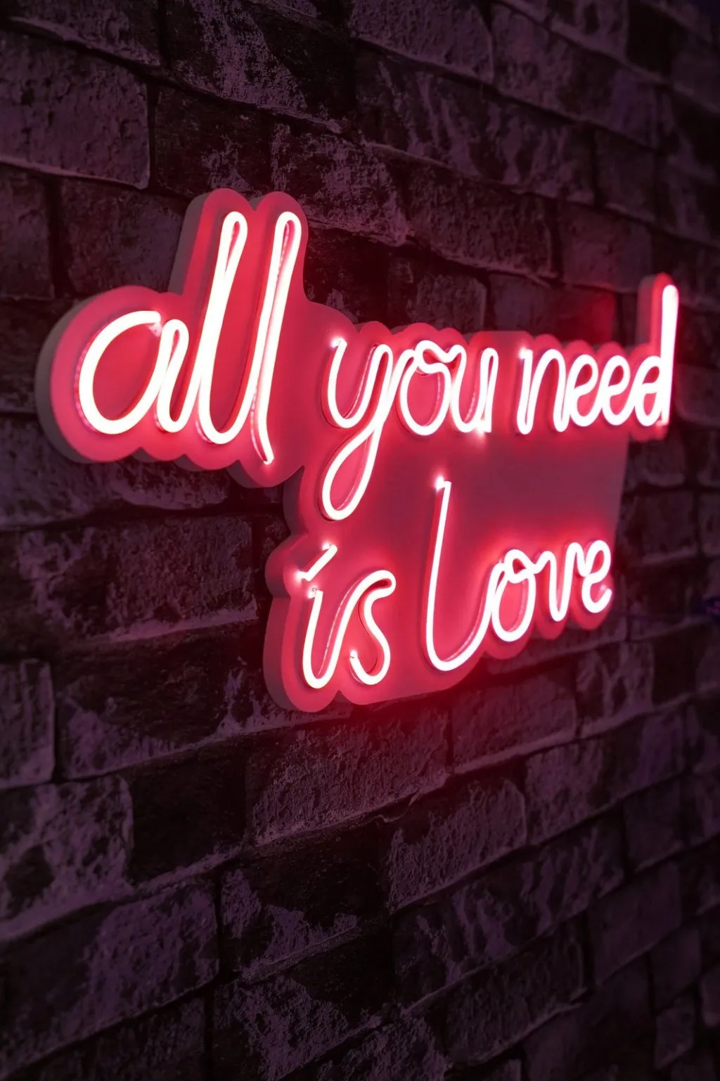 Dekor dritash LED plastike, 'All you need is love', ngjyrë e kuqe - 3