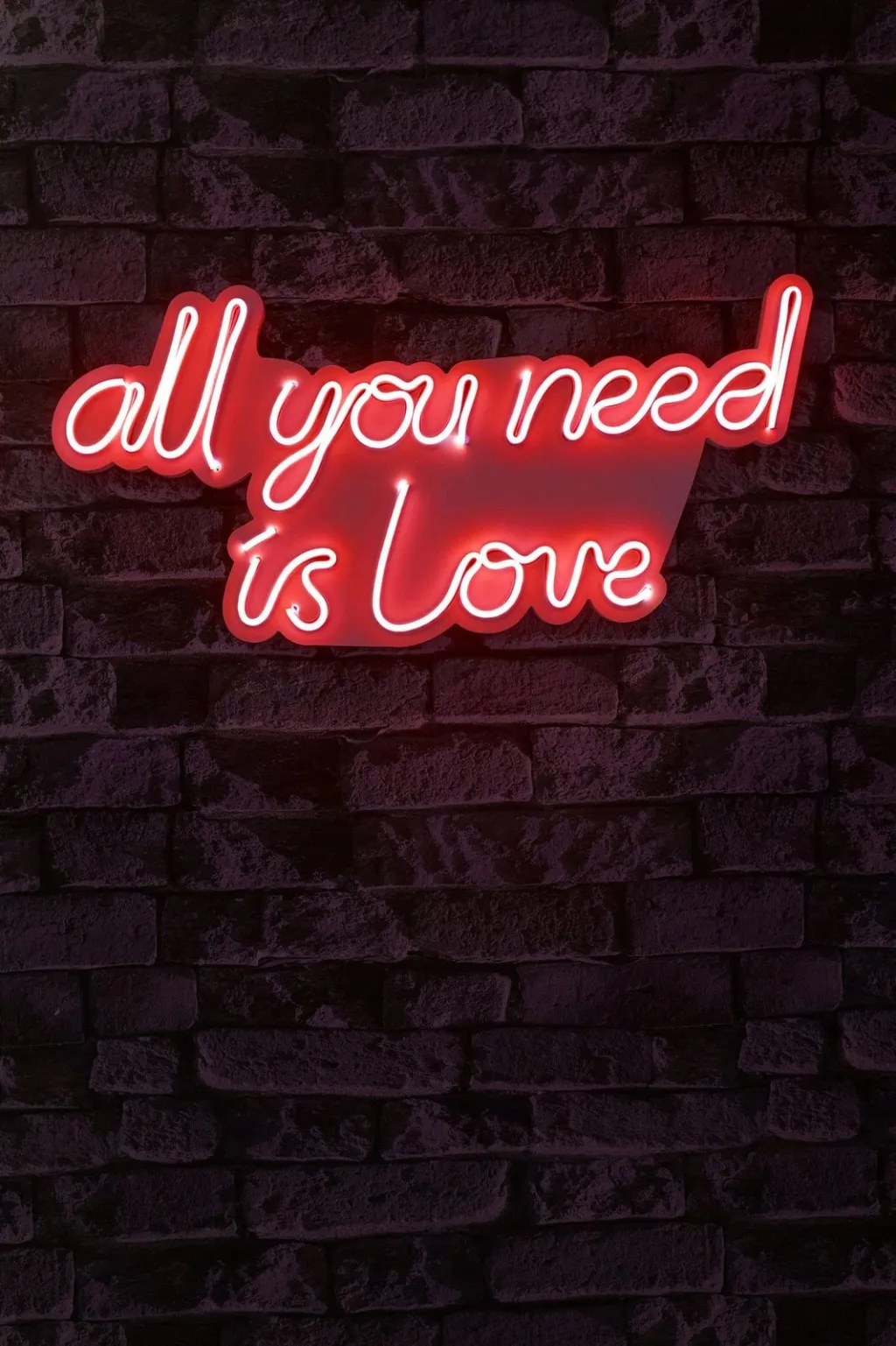 Dekor dritash LED plastike, 'All you need is love', ngjyrë e kuqe - 4