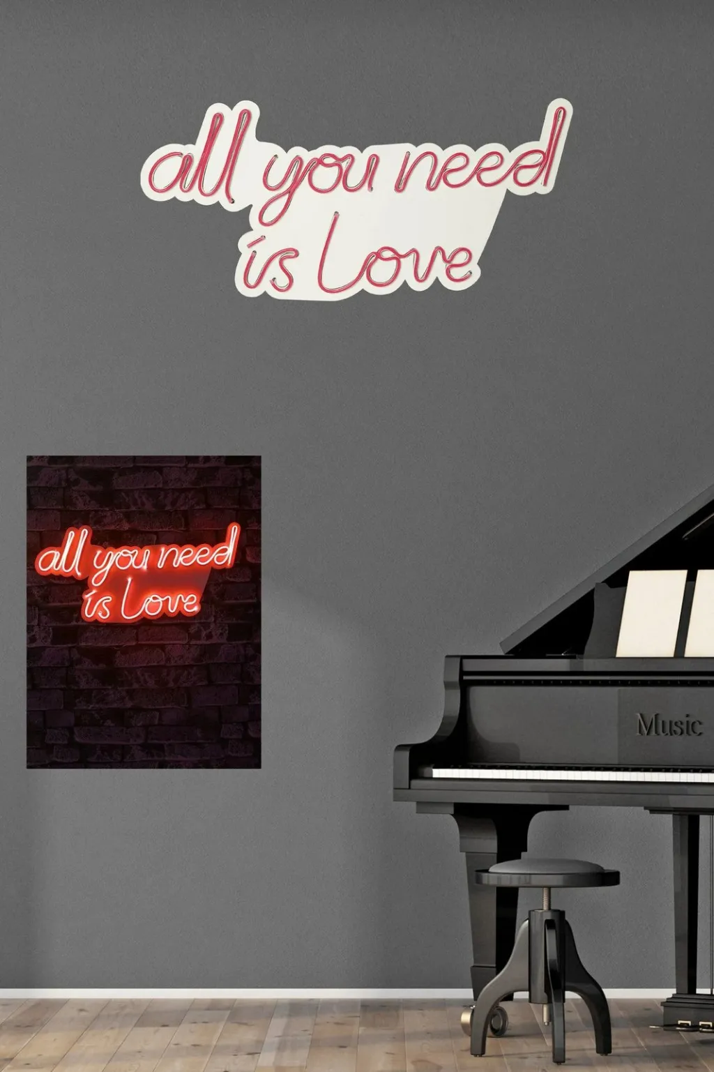 Dekor dritash LED plastike, 'All you need is love', ngjyrë e kuqe - 5
