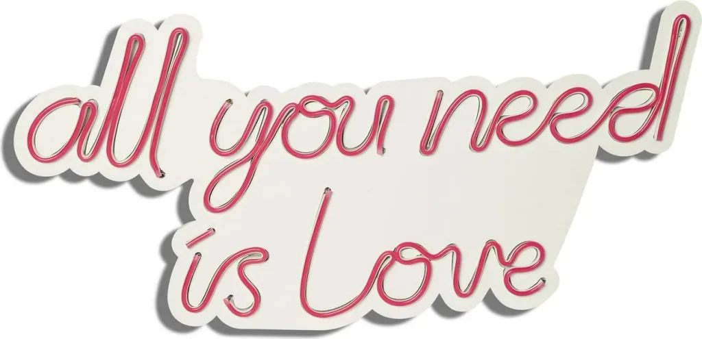 Dekor dritash LED plastike, 'All you need is love', ngjyrë e kuqe - 6