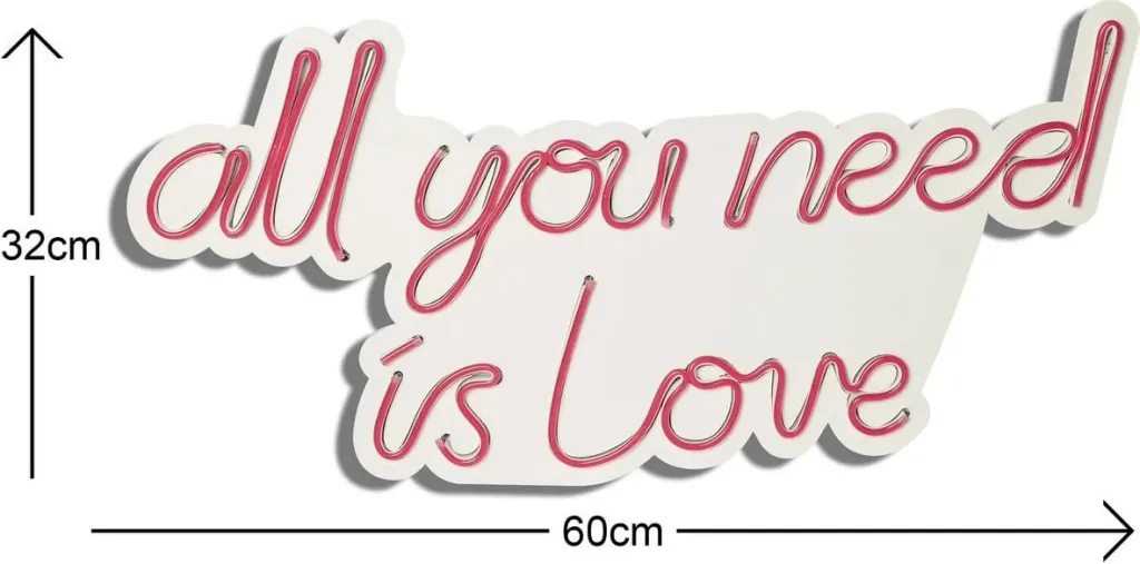Dekor dritash LED plastike, 'All you need is love', ngjyrë e kuqe - 7