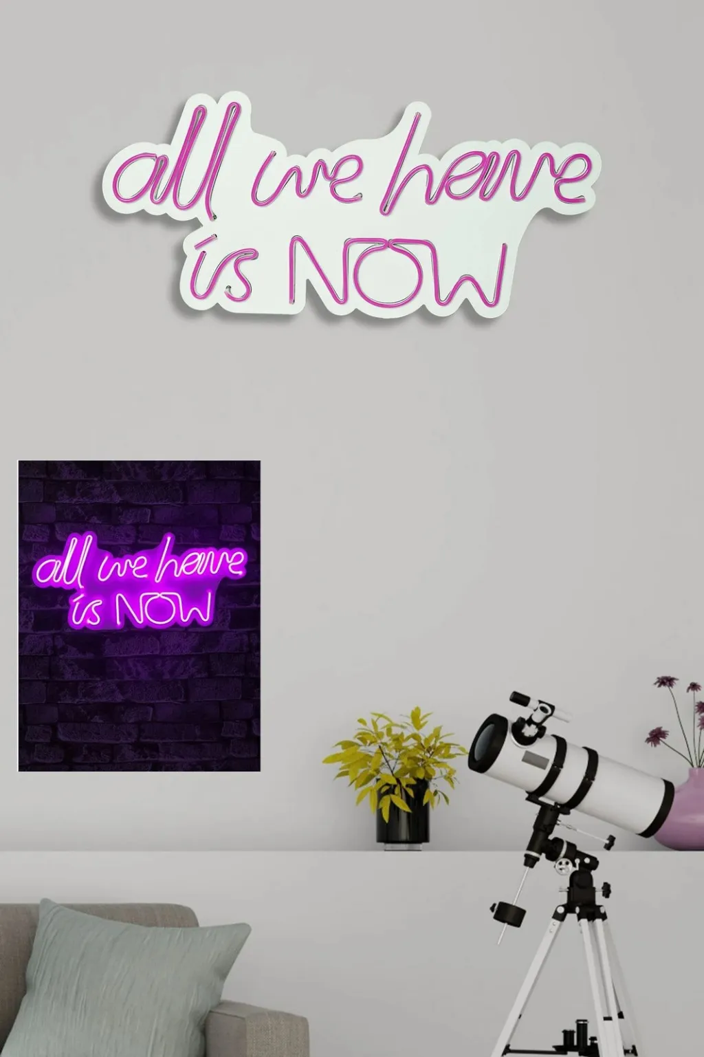 Dritë dekorative LED plastike, 'all we have is NOW', ngjyrë rozë - 5