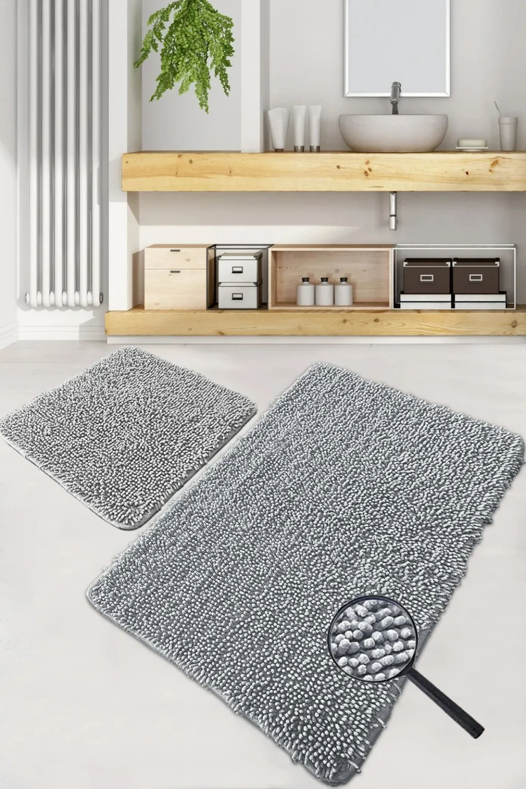 Set tapetash për banjo (2 copë), Mijölnir Victoria, ngjyrë gri e errët - 2