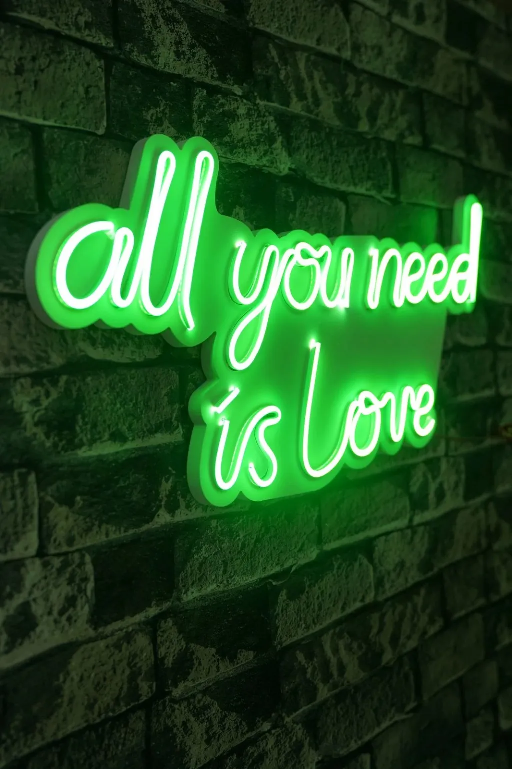 Dekor dritash LED plastik, 'all you need is love', ngjyrë e gjelbër - 3