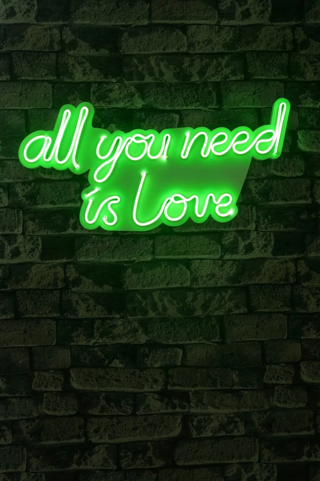 Dekor dritash LED plastik, 'all you need is love', ngjyrë e gjelbër - 4