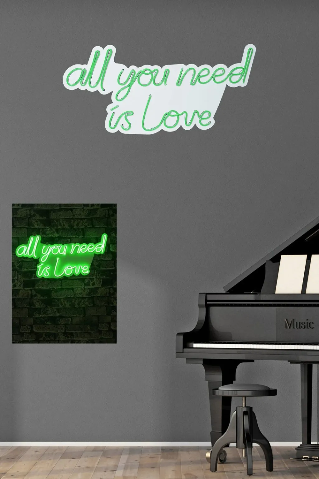 Dekor dritash LED plastik, 'all you need is love', ngjyrë e gjelbër - 5