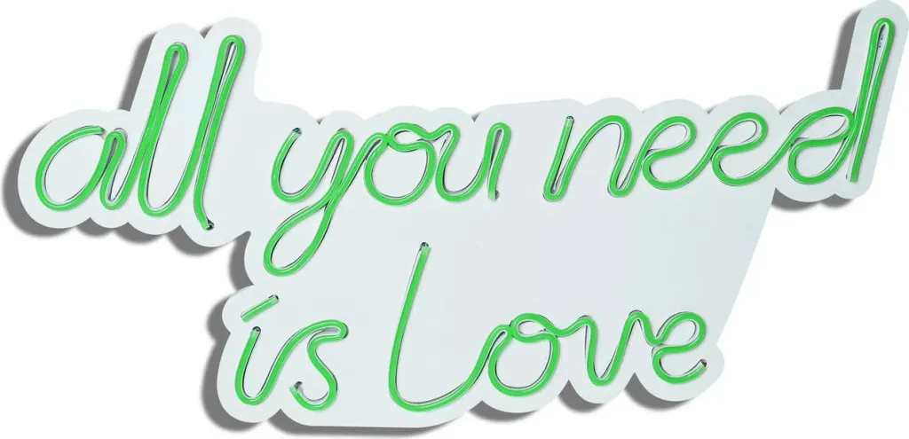 Dekor dritash LED plastik, 'all you need is love', ngjyrë e gjelbër - 6