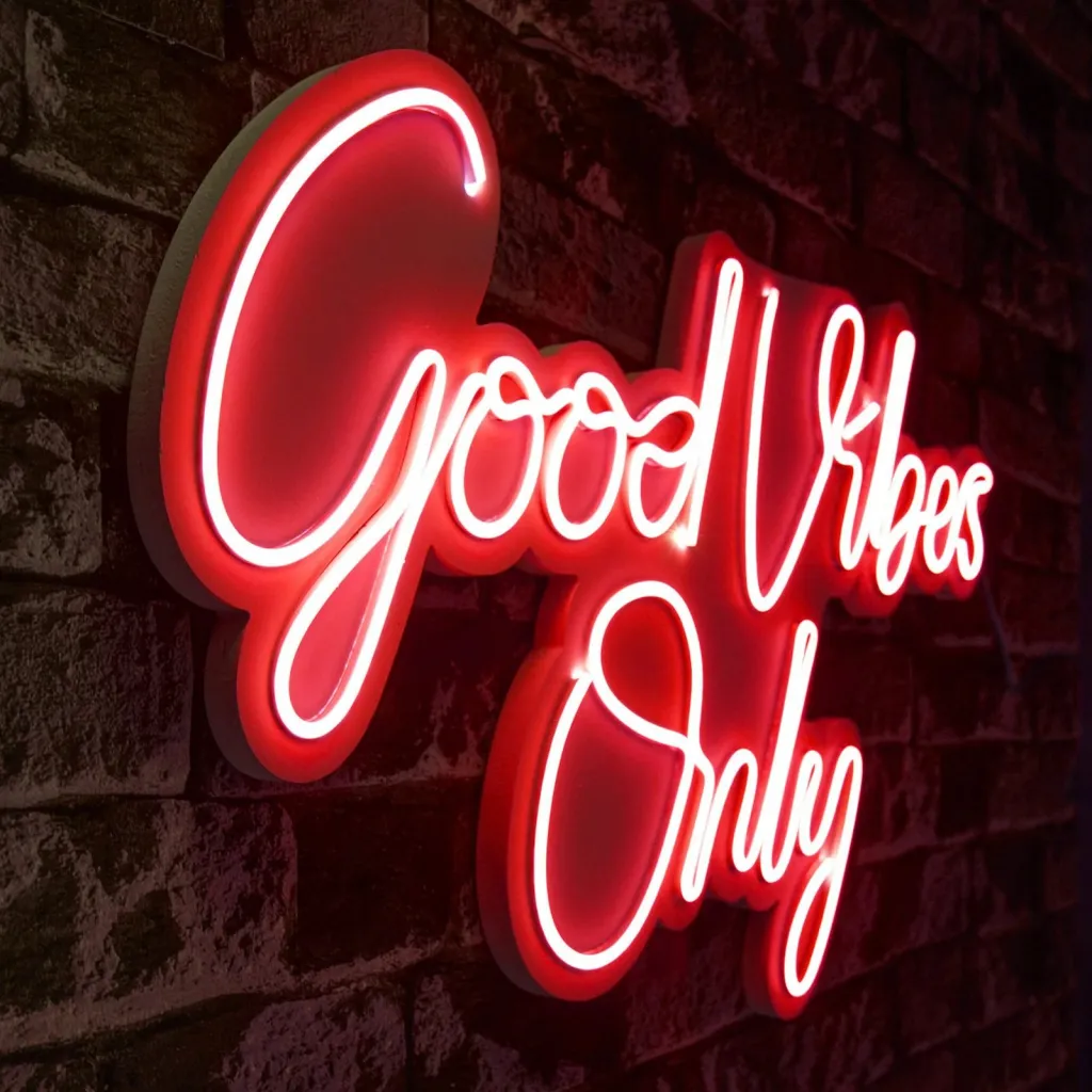 Dritë dekorative LED plastike, Good Vibes Only, e kuqe - 2