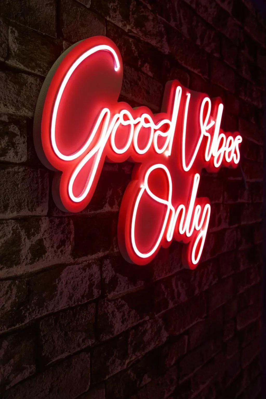 Dritë dekorative LED plastike, Good Vibes Only, e kuqe - 3