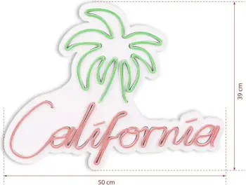 Dritë dekorative LED plastike, palmë dhe 'California', ngjyrë rozë dhe e gjelbër