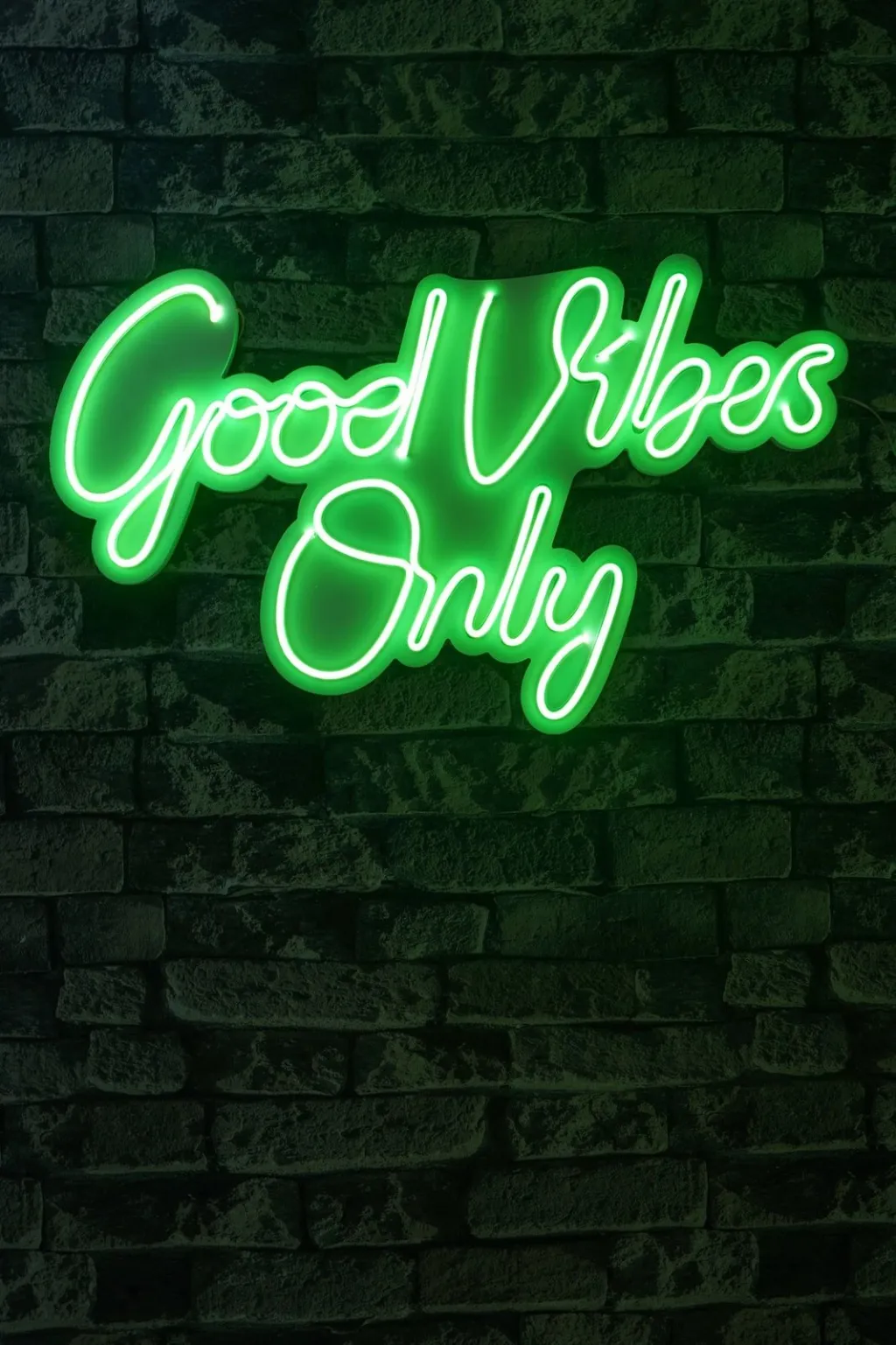 Dekor dritash LED plastike, Good Vibes Only, ngjyrë e gjelbër - 4