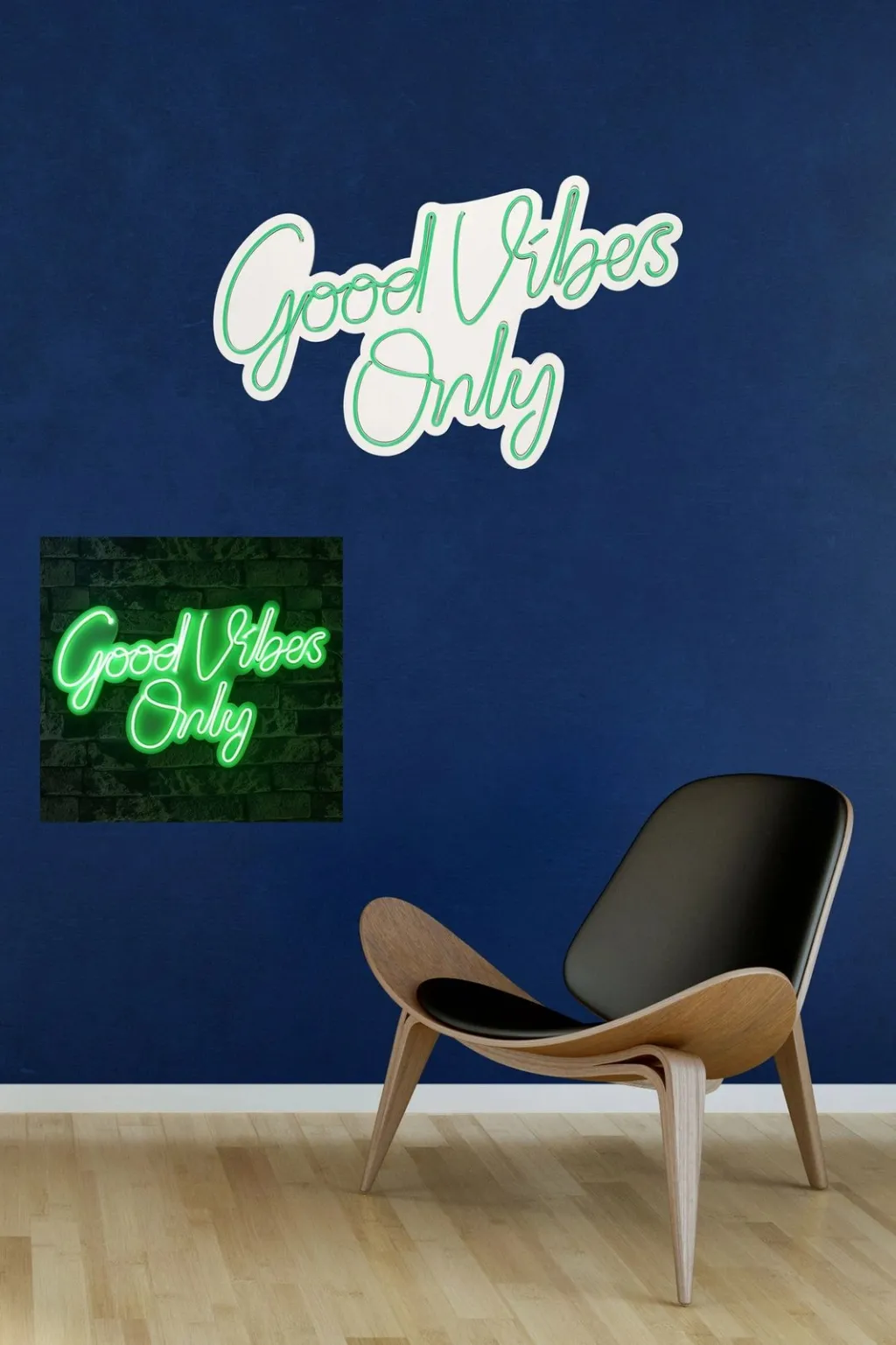 Dekor dritash LED plastike, Good Vibes Only, ngjyrë e gjelbër - 5