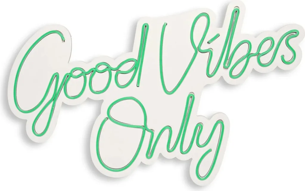 Dekor dritash LED plastike, Good Vibes Only, ngjyrë e gjelbër - 6