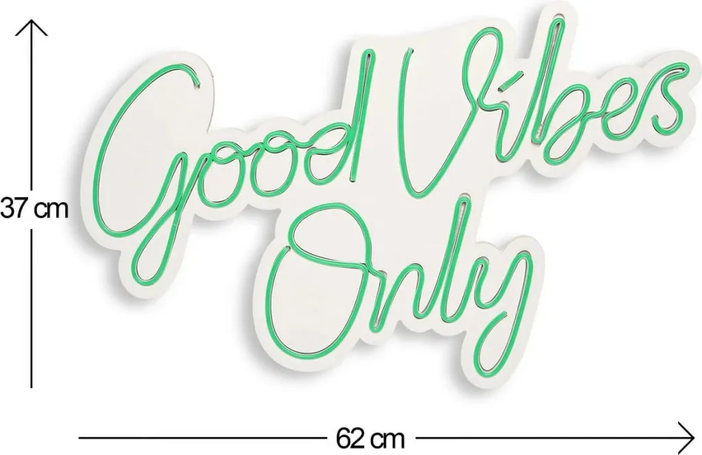 Dekor dritash LED plastike, Good Vibes Only, ngjyrë e gjelbër - 7