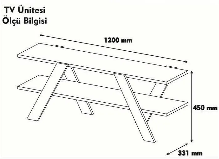 Komodë TV Hanah Home, Basic - 146, e bardhë dhe arre, 120x45x33.1cm - 1