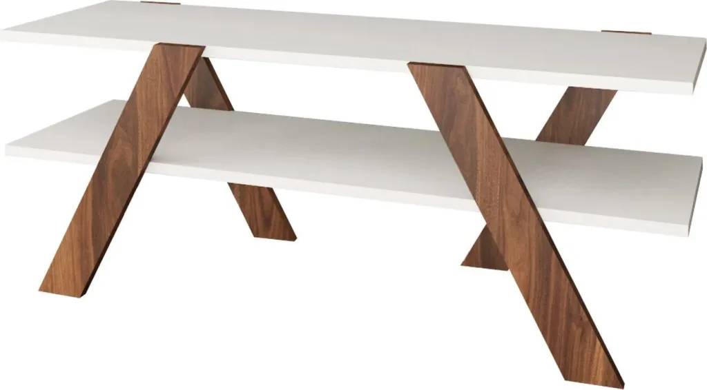 Komodë TV Hanah Home, Basic - 146, e bardhë dhe arre, 120x45x33.1cm - 5