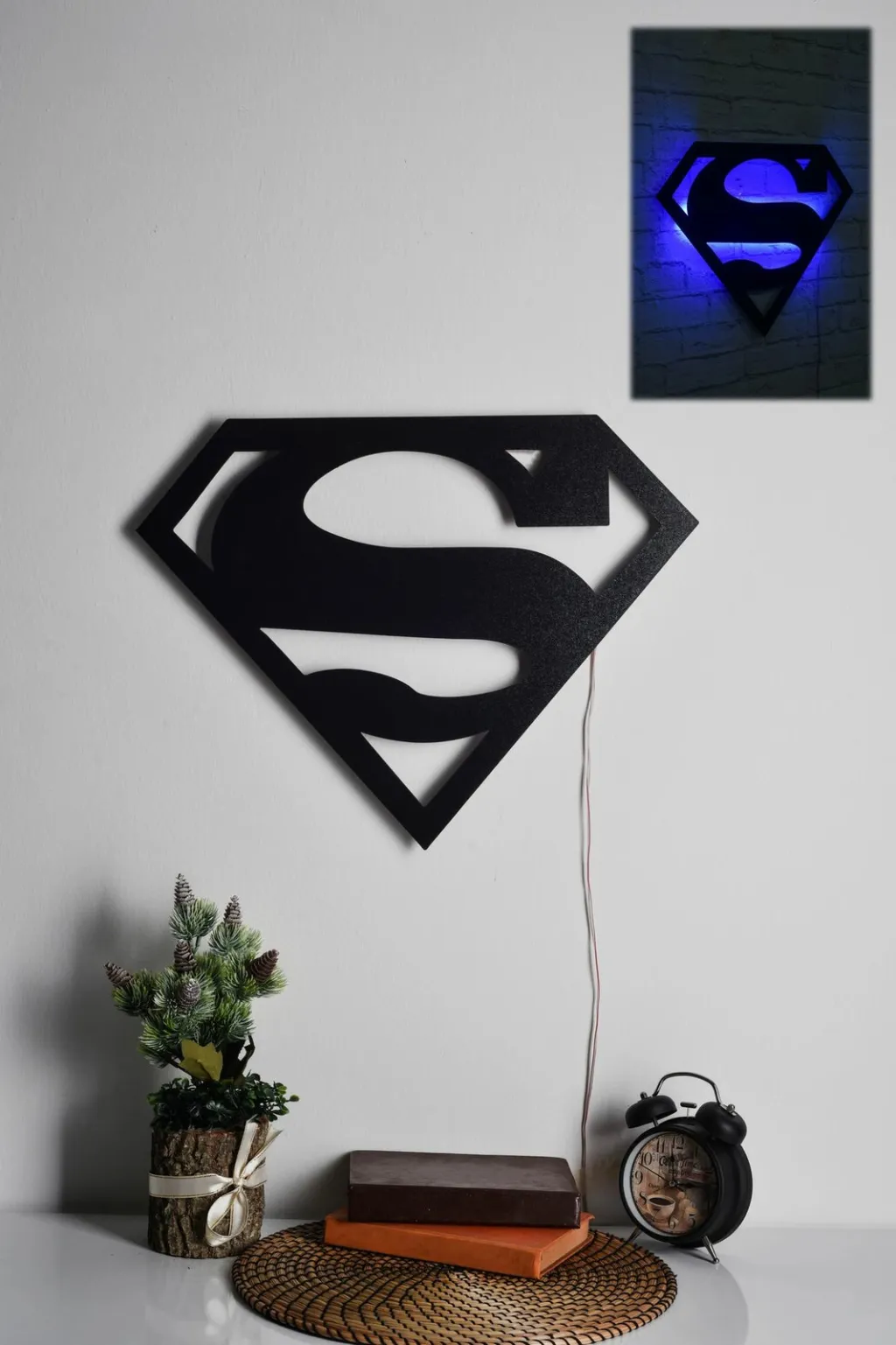Dritë dekorative LED, logo Superman, ngjyrë kaltër - 1