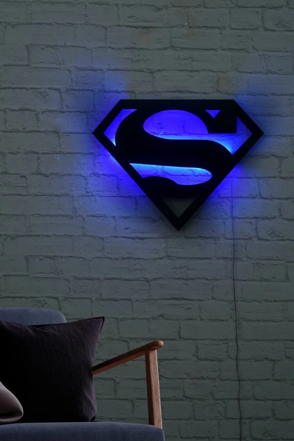 Dritë dekorative LED, logo Superman, ngjyrë kaltër - 3